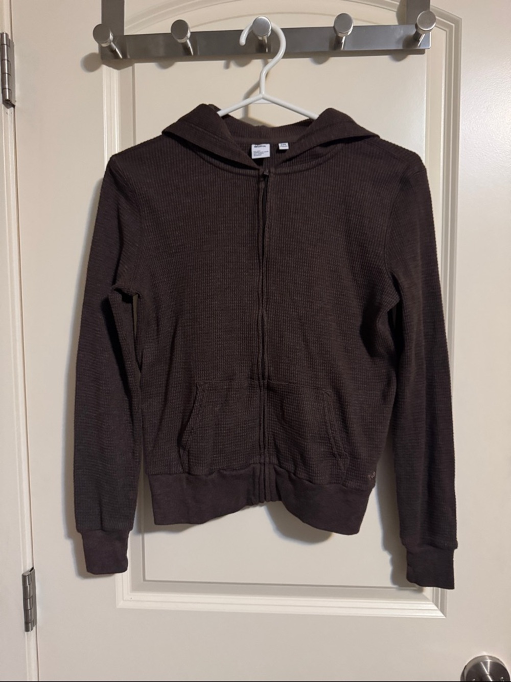 TNA Brown Zip-Up Hooded Sweater